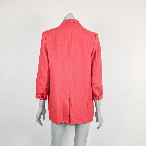 EMERSON FRY Women's Double Breasted Blazer Jacket in Pink Linen size 12 - Picture 7 of 11